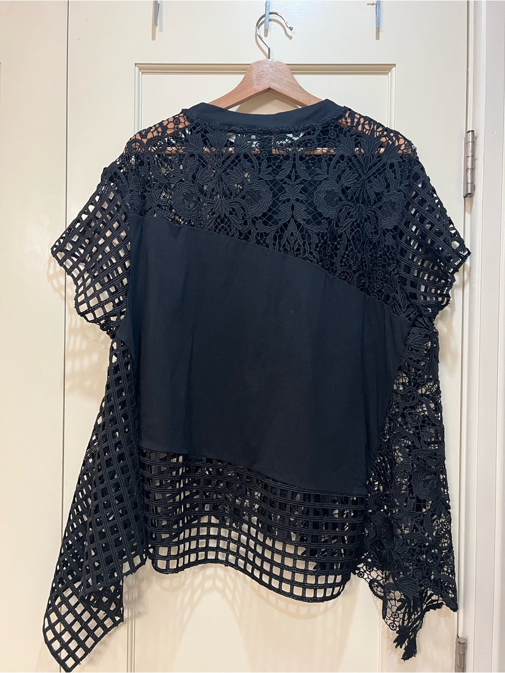 AllSaints Black Zala Crochet & Lace Panel Blouse